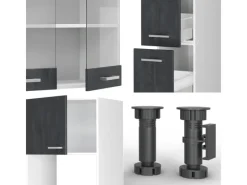 Einbauküchen<Vicco R-Line Komplettküche Schwarz Beton/Weiß 350 cm AP Marmor ohne E-Geräte