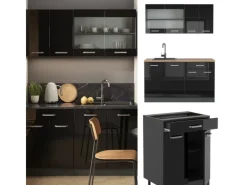 Vicco R-Line Mini-Küche /Anthrazit 140 cm ohne Arbeitsplatte ohne E-Geräte< Single-Küchen|Miniküchen