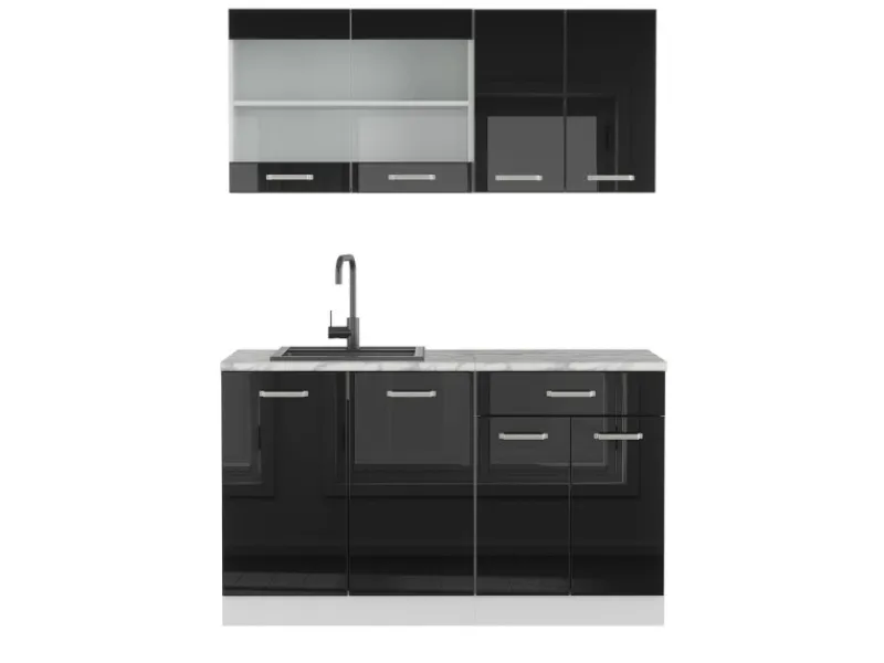 Single-Küchen|Miniküchen<Vicco R-Line Mini-Küche 140 cm AP Marmor ohne E-Geräte