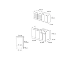 Single-Küchen|Miniküchen<Vicco R-Line Mini-Küche 140 cm AP Marmor ohne E-Geräte