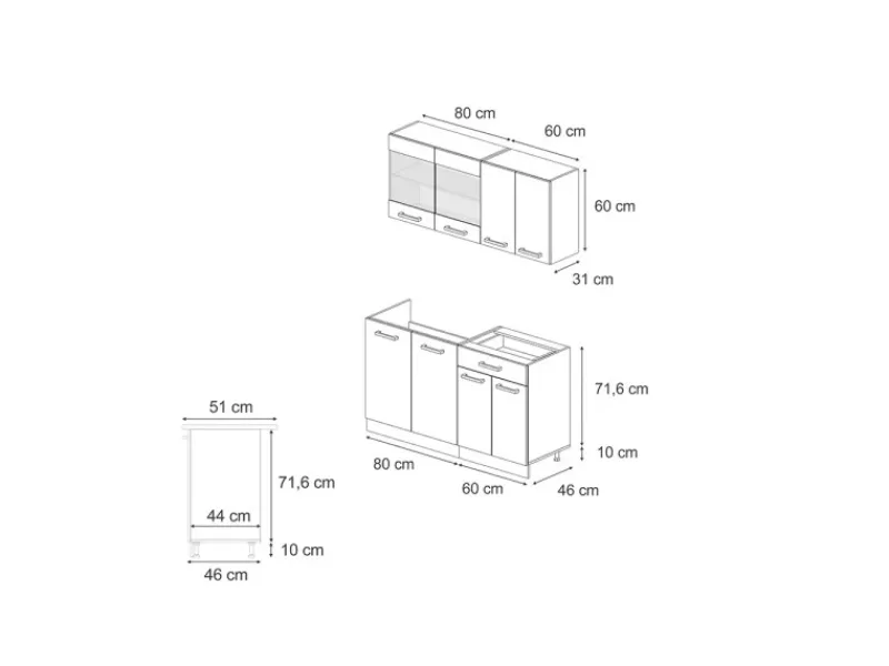 Single-Küchen|Miniküchen<Vicco R-Line Mini-Küche 140 cm AP Marmor ohne E-Geräte
