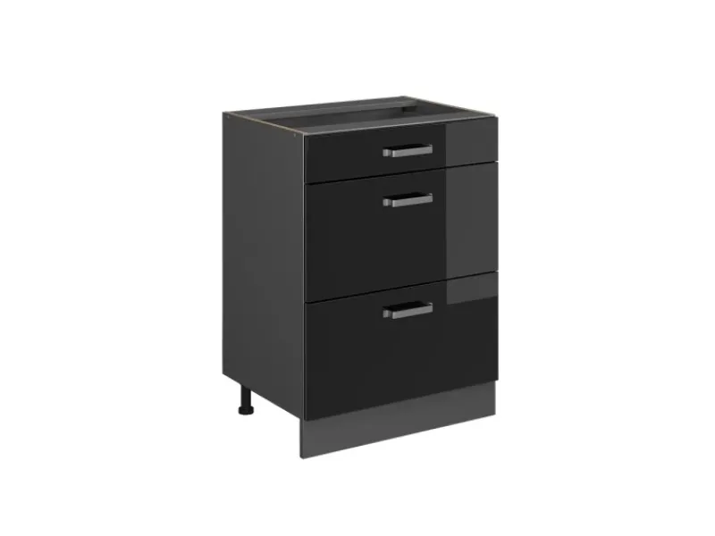 Online Vicco R-Line Schwarz Hochglanz/Anthrazit 60 cm mit Schubladen ohne Arbeitsplatte Schwarz Glänzend