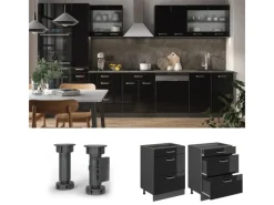 Online Vicco R-Line Schwarz Hochglanz/Anthrazit 60 cm mit Schubladen ohne Arbeitsplatte Schwarz Glänzend