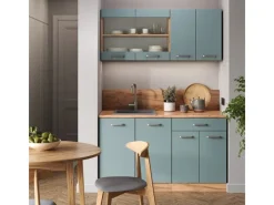 Vicco R-Line Single Küche Blau-Grau/Goldkraft Eiche 140 cm ohne Arbeitsplatte ohne E-Geräte< Single-Küchen|Herde