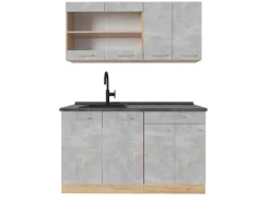 Vicco R-Line Single Küche /Goldkraft Eiche 140 cm AP Anthrazit ohne E-Geräte< Single-Küchen