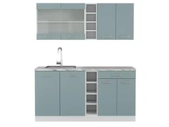 Single-Küchen<Vicco R-Line Single Küche Blau-Grau/Weiß 160 cm ohne Arbeitsplatte ohne E-Geräte