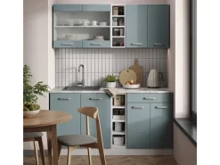 Single-Küchen<Vicco R-Line Single Küche Blau-Grau/Weiß 160 cm ohne Arbeitsplatte ohne E-Geräte