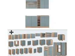 Vicco R-Line Single Küche Blau-Grau/Goldkraft Eiche 160 cm ohne Arbeitsplatte ohne E-Geräte< Single-Küchen