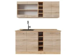 Vicco R-Line Single Küche Sonoma/Goldkraft Eiche 160 cm AP Eiche ohne E-Geräte< Single-Küchen|Miniküchen