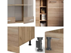 Vicco R-Line Single Küche Sonoma/Goldkraft Eiche 160 cm AP Eiche ohne E-Geräte< Single-Küchen|Miniküchen