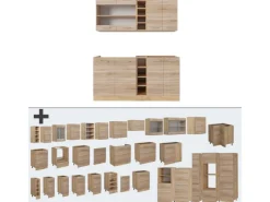 Vicco R-Line Single Küche Sonoma/Goldkraft Eiche 160 cm AP Eiche ohne E-Geräte< Single-Küchen|Miniküchen
