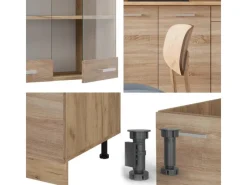 Vicco R-Line Single Küche Sonoma/Goldkraft Eiche 140 cm AP Anthrazit ohne E-Geräte< Single-Küchen|Miniküchen