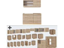 Vicco R-Line Single Küche Sonoma/Goldkraft Eiche 140 cm AP Anthrazit ohne E-Geräte< Single-Küchen|Miniküchen