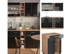 Vicco R-Line Single Küche /Goldkraft Eiche 160 cm ohne Arbeitsplatte ohne E-Geräte< Single-Küchen