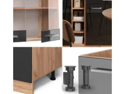 Vicco R-Line Single Küche /Goldkraft Eiche 160 cm ohne Arbeitsplatte ohne E-Geräte< Single-Küchen