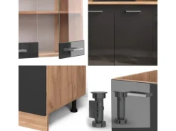 Single-Küchen<Vicco R-Line Singleküche /Goldkraft Eiche 140 cm AP Anthrazit ohne E-Geräte