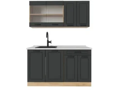 Vicco R-Line Singleküche Anthrazit Landhaus/Goldkraft Eiche 140 cm AP Marmor ohne E-Geräte< Single-Küchen