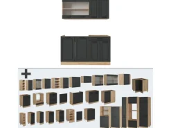 Vicco R-Line Singleküche Anthrazit Landhaus/Goldkraft Eiche 140 cm AP Marmor ohne E-Geräte< Single-Küchen