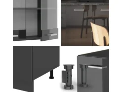Single-Küchen|Miniküchen<Vicco R-Line Singleküche Hochglanz/ 140 cm AP ohne E-Geräte