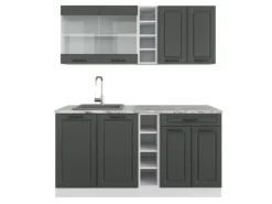 Single-Küchen<Vicco R-Line Singleküche Anthrazit Landhaus/Weiß 160 cm ohne Arbeitsplatte ohne E-Geräte