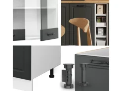 Single-Küchen<Vicco R-Line Singleküche Anthrazit Landhaus/Weiß 160 cm ohne Arbeitsplatte ohne E-Geräte
