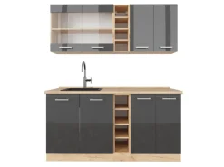Single-Küchen<Vicco R-Line Singleküche /Goldkraft Eiche 160 cm ohne Arbeitsplatte ohne E-Geräte