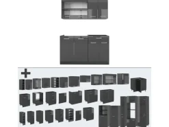 Single-Küchen|Miniküchen<Vicco R-Line Singleküche Hochglanz/ 140 cm AP Marmor ohne E-Geräte