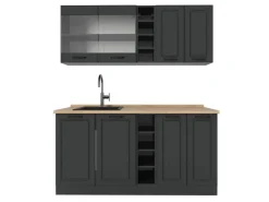 Vicco R-Line Singleküche Landhaus/ 160 cm AP Eiche ohne E-Geräte< Single-Küchen