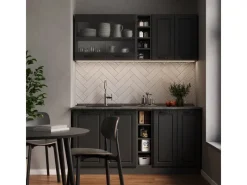 Vicco R-Line Singleküche Landhaus/ 160 cm AP Eiche ohne E-Geräte< Single-Küchen