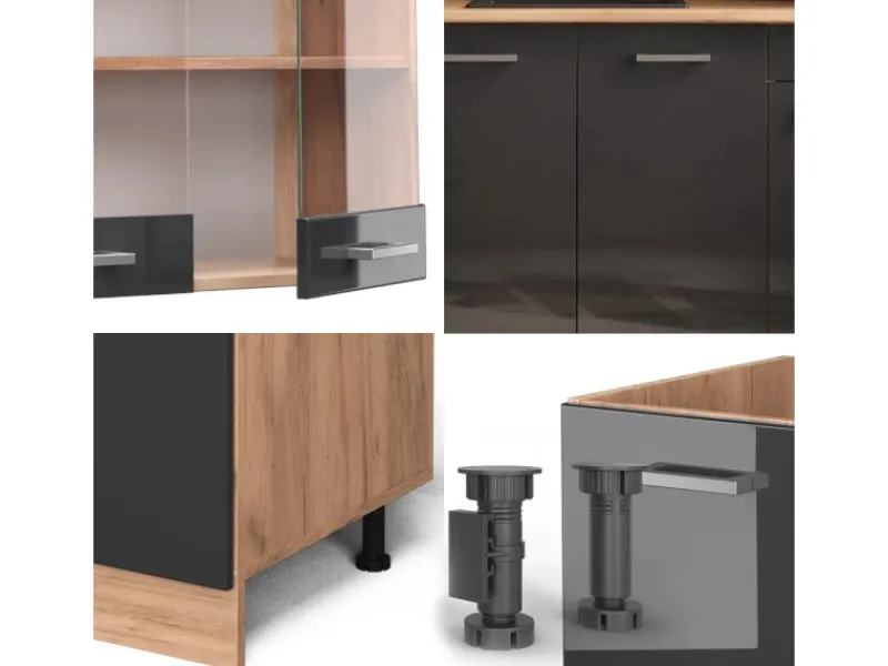 Vicco R-Line Singleküche /Goldkraft Eiche 140 cm ohne Arbeitsplatte ohne E-Geräte< Single-Küchen|Einbauküchen