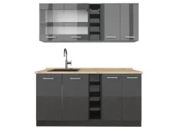 Single-Küchen<Vicco R-Line Singleküche Hochglanz/ 160 cm ohne Arbeitsplatte ohne E-Geräte