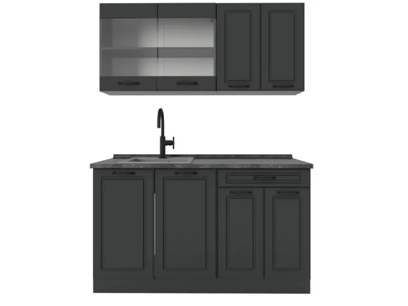 Vicco R-Line Singleküche Landhaus/ 140 cm AP ohne E-Geräte< Single-Küchen
