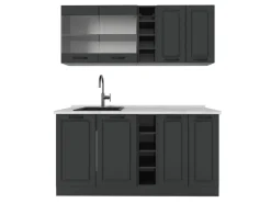 Vicco R-Line Singleküche Landhaus/ 160 cm AP Marmor ohne E-Geräte< Single-Küchen|Einbauküchen