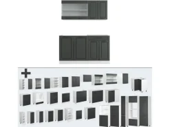 Single-Küchen|Einbauküchen<Vicco R-Line Singleküche Anthrazit Landhaus/Weiß 140 cm ohne Arbeitsplatte ohne E-Geräte