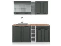 Sale Vicco R-Line Singleküche Anthrazit Landhaus/Weiß 160 cm AP Eiche ohne E-Geräte Anthrazit Struktur
