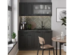 New Vicco R-Line Singleküche Landhaus/ 140 cm AP Marmor ohne E-Geräte Anthrazit