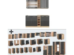 Discount Vicco R-Line Singleküche /Goldkraft Eiche 160 cm AP Anthrazit ohne E-Geräte Anthrazit Hochglanz