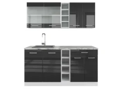 Clearance Vicco R-Line Singleküche /Weiß 160 cm ohne Arbeitsplatte ohne E-Geräte Anthrazit Hochglanz