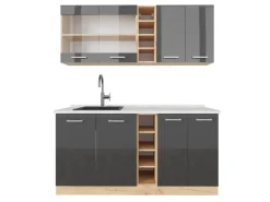 Online Vicco R-Line Singleküche /Goldkraft Eiche 160 cm AP Marmor ohne E-Geräte Anthrazit Hochglanz