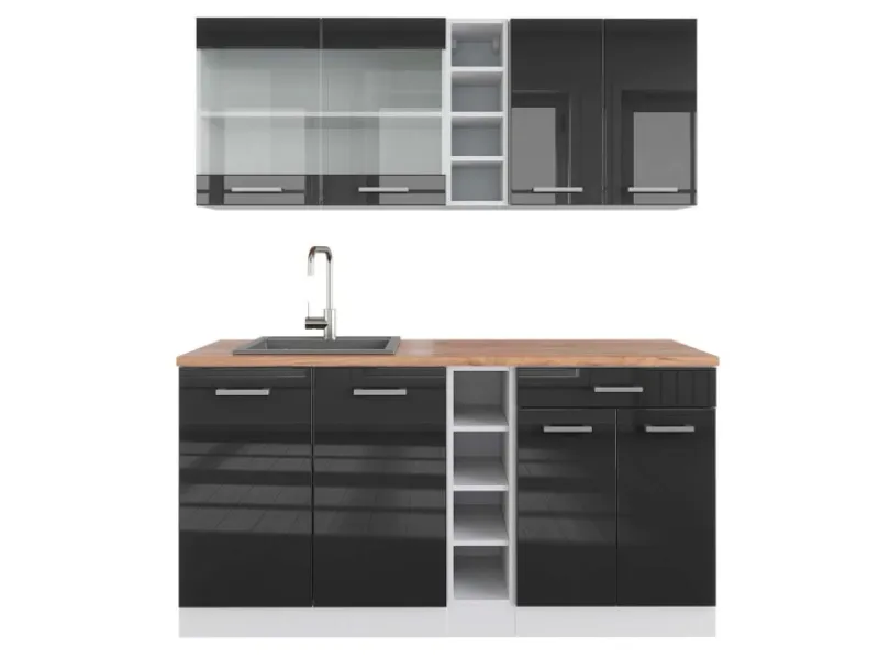 Single-Küchen<Vicco R-Line Singleküche /Weiß 160 cm AP Eiche ohne E-Geräte