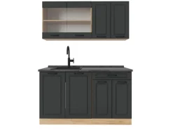 Vicco R-Line Singleküche Anthrazit Landhaus/Goldkraft Eiche 140 cm AP Anthrazit ohne E-Geräte< Single-Küchen