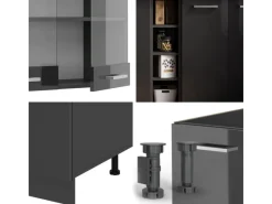 Vicco R-Line Singleküche Hochglanz/ 160 cm AP Eiche ohne E-Geräte< Single-Küchen|Einbauküchen