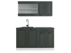 Single-Küchen<Vicco R-Line Singleküche Anthrazit Landhaus/Weiß 140 cm AP Anthrazit ohne E-Geräte