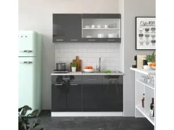 Single-Küchen<Vicco R-Line Singleküche /Weiß 140 cm AP Anthrazit ohne E-Geräte