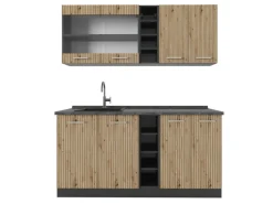 Single-Küchen|Miniküchen<Vicco R-Line Singleküche Artisan Eiche/Anthrazit 160 cm ohne Arbeitsplatte ohne E-Geräte