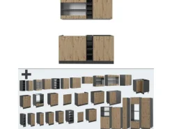 Single-Küchen|Miniküchen<Vicco R-Line Singleküche Artisan Eiche/Anthrazit 160 cm ohne Arbeitsplatte ohne E-Geräte