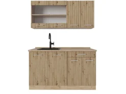 Outlet Vicco R-Line Singleküche Artisan-Eiche/Goldkraft Eiche 140 cm ohne Arbeitsplatte ohne E-Geräte Artisan Eiche