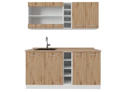 Single-Küchen<Vicco R-Line Singleküche /Weiß 160 cm AP Eiche ohne E-Geräte