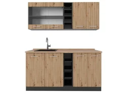 Single-Küchen<Vicco R-Line Singleküche Artisan Eiche/Anthrazit 160 cm AP Eiche ohne E-Geräte