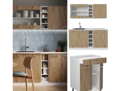 Hot Vicco R-Line Singleküche /Weiß 160 cm AP Anthrazit ohne E-Geräte Artisan Eiche